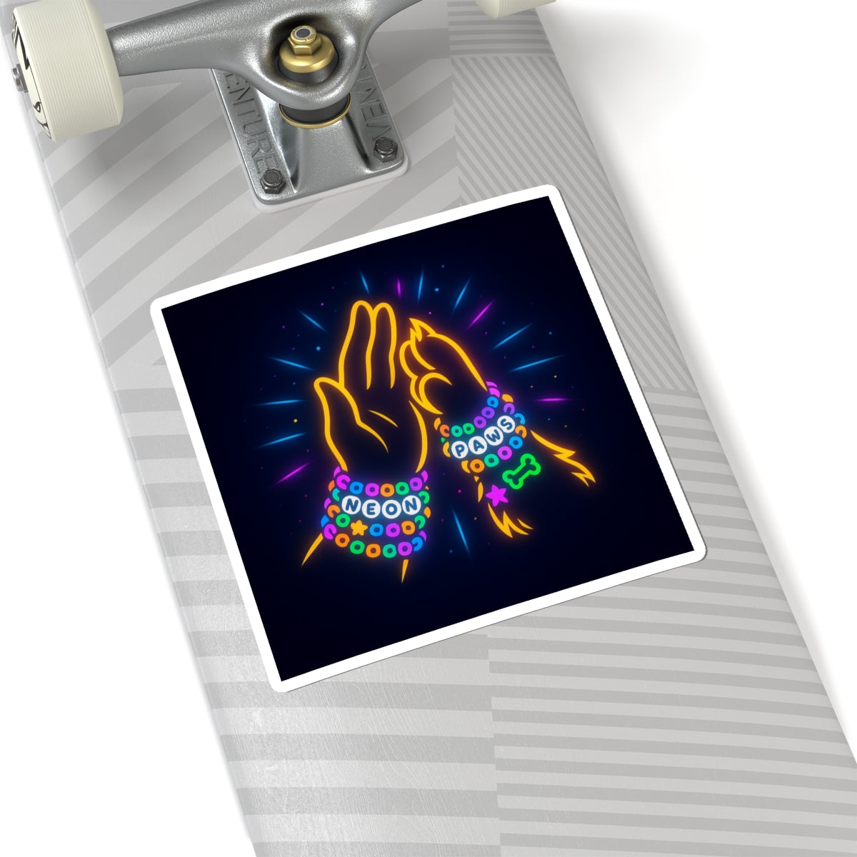 Neon Paw High-Five Logo Sticker