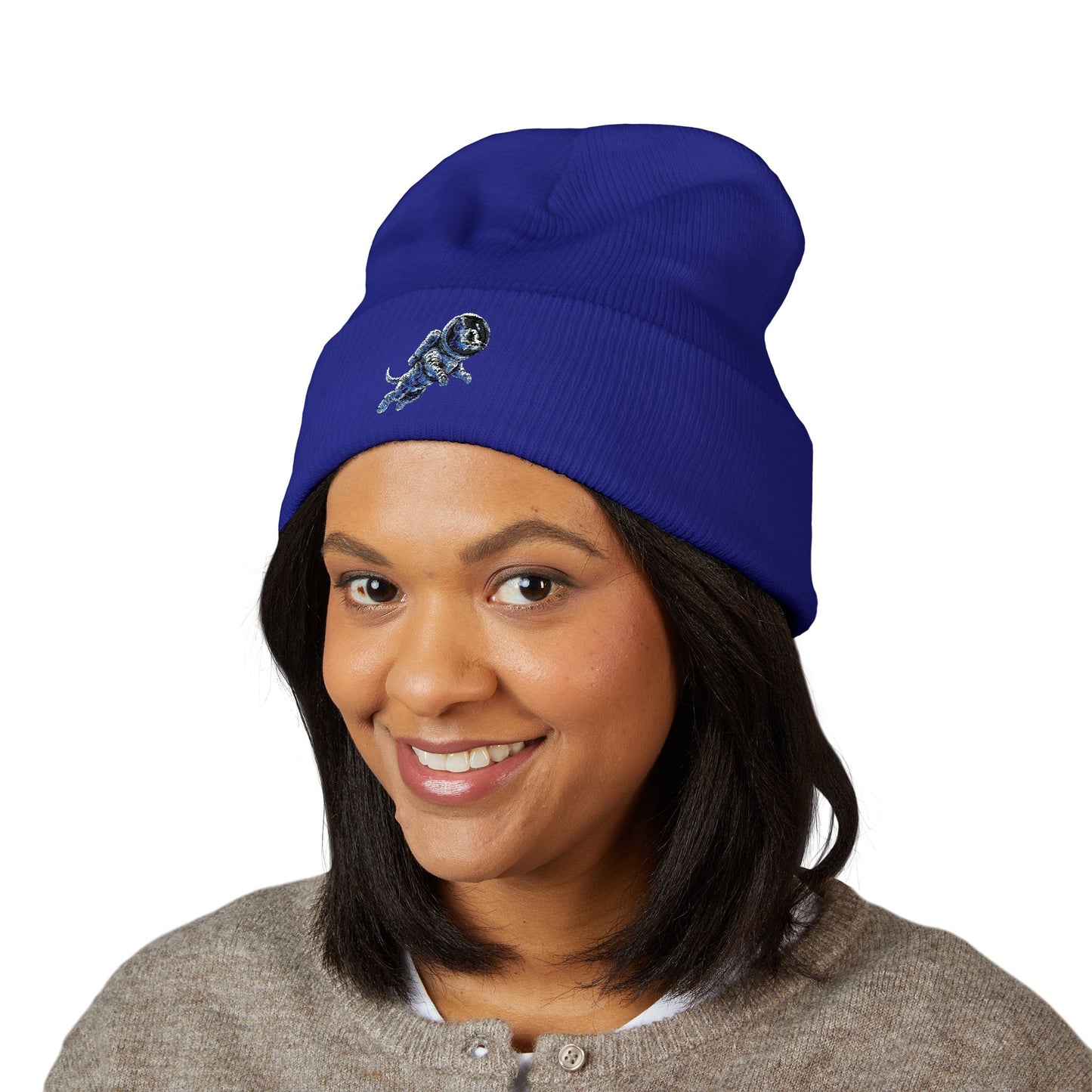Space Dog Embroidered Beanie