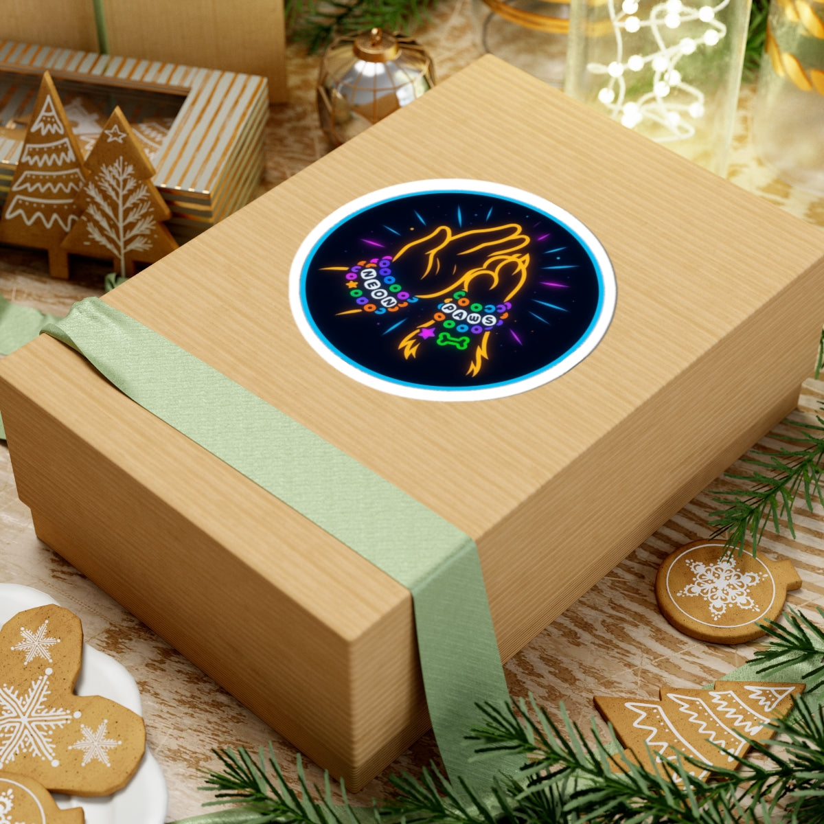 NeonPaws High-Five Circle Logo Sticker