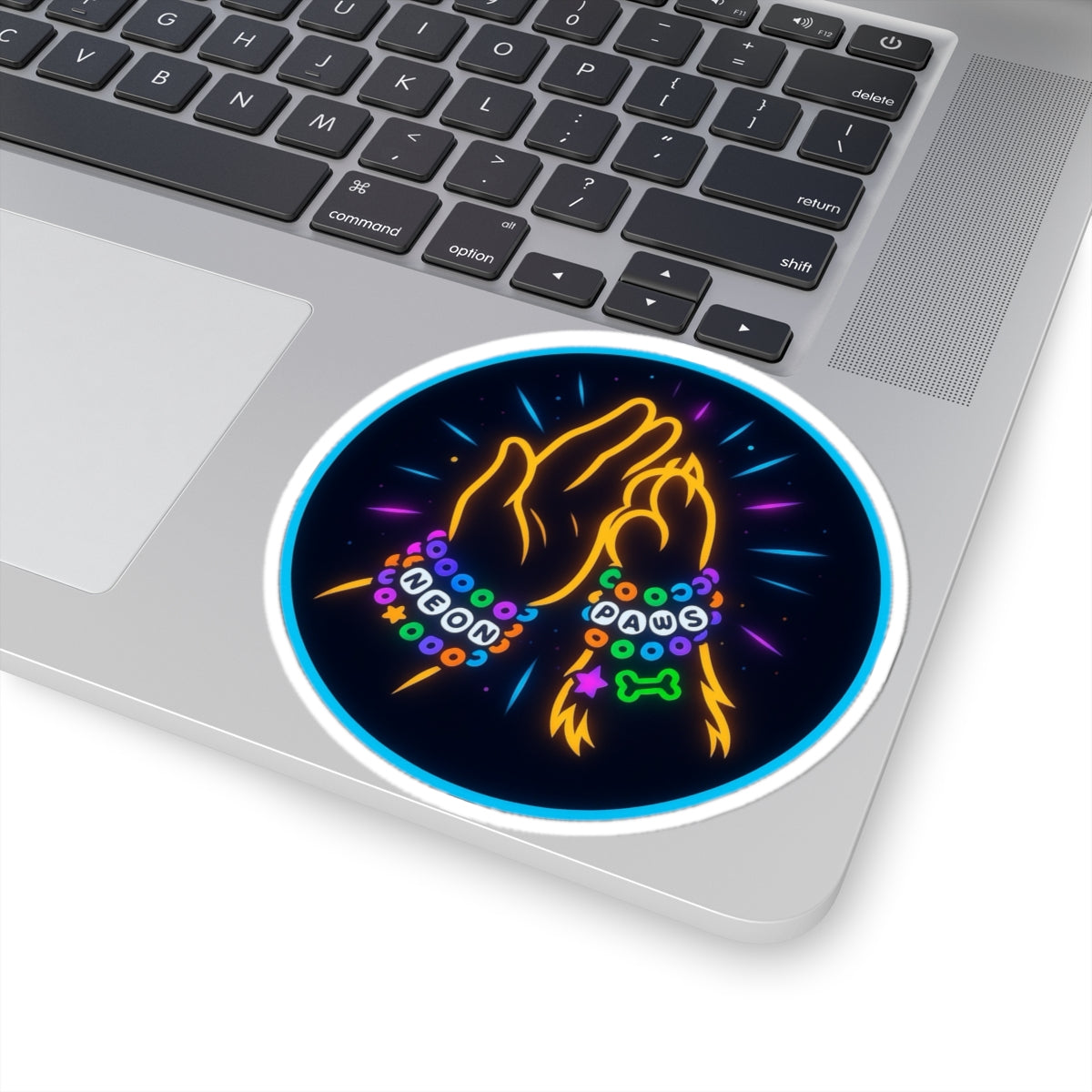 NeonPaws High-Five Circle Logo Sticker
