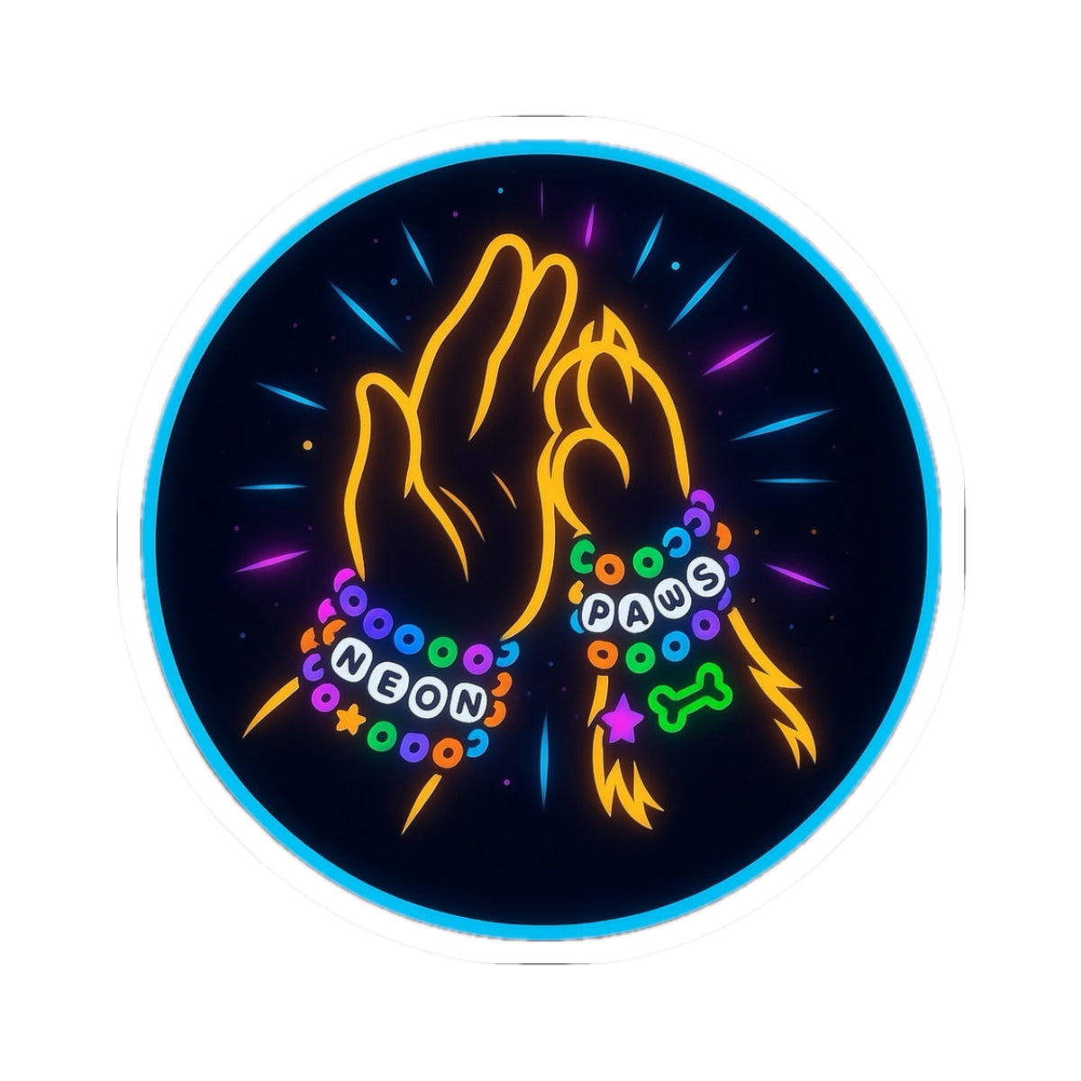 NeonPaws High-Five Circle Logo Sticker