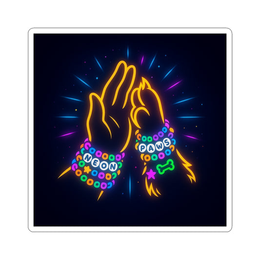 Neon Paw High-Five Logo Sticker