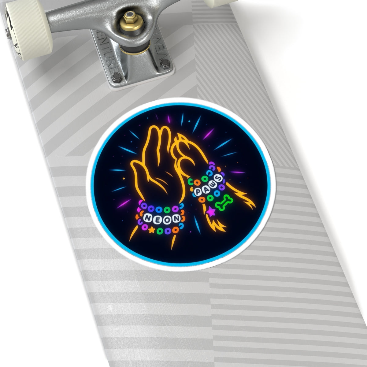 NeonPaws High-Five Circle Logo Sticker