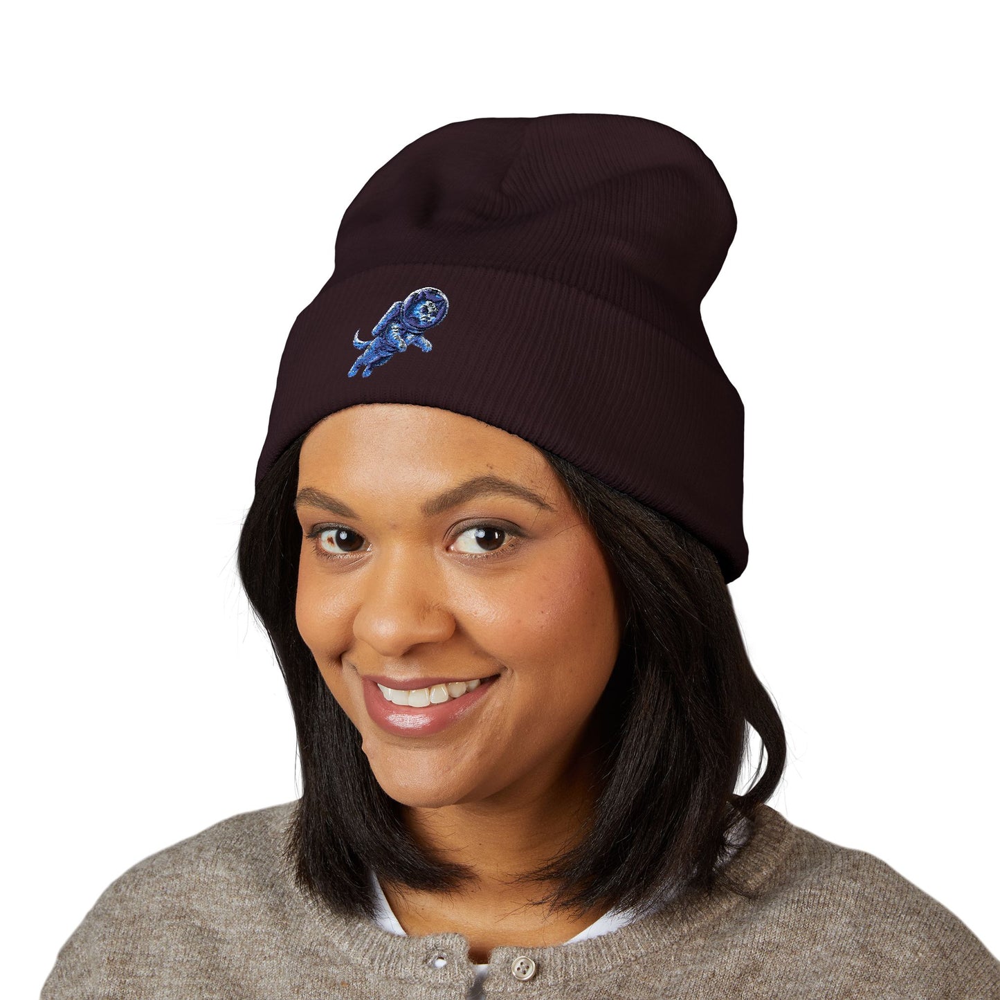 Space Kitty Embroidered Beanie